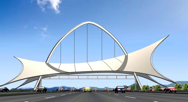 Membrane structure for transportation facilities